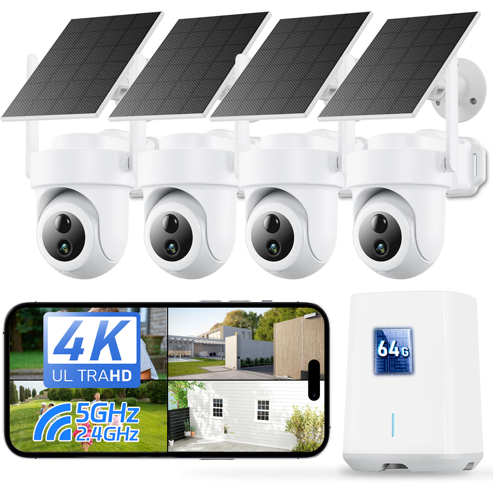 Home Security Outdoor Camera System - 8MP 4K Solar Camera System 4-Cam