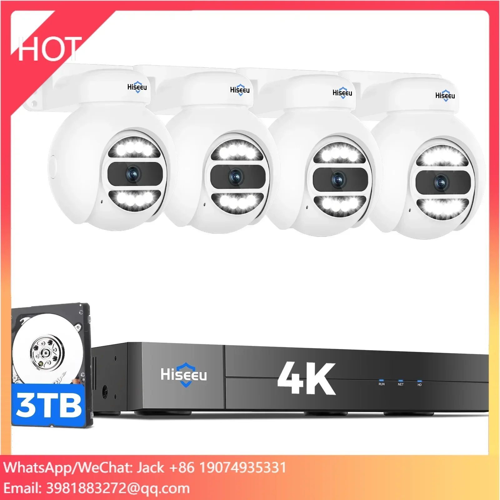Home Security Outdoor Camera System - Hiseeu Automatic Tracking 5mp Poe Nvr