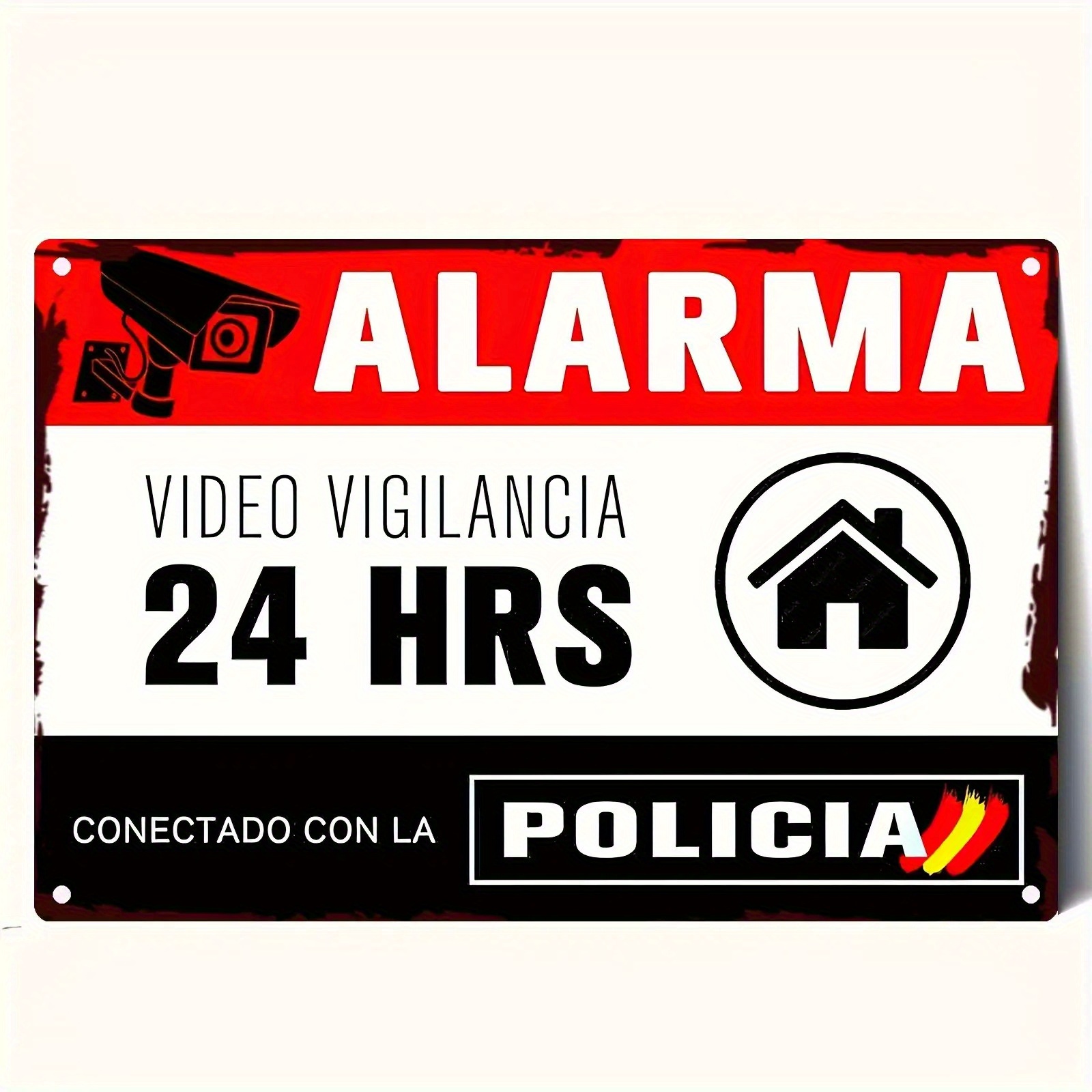Home Yard Security - Vintage Spanish ALARMA 24 Hours Video